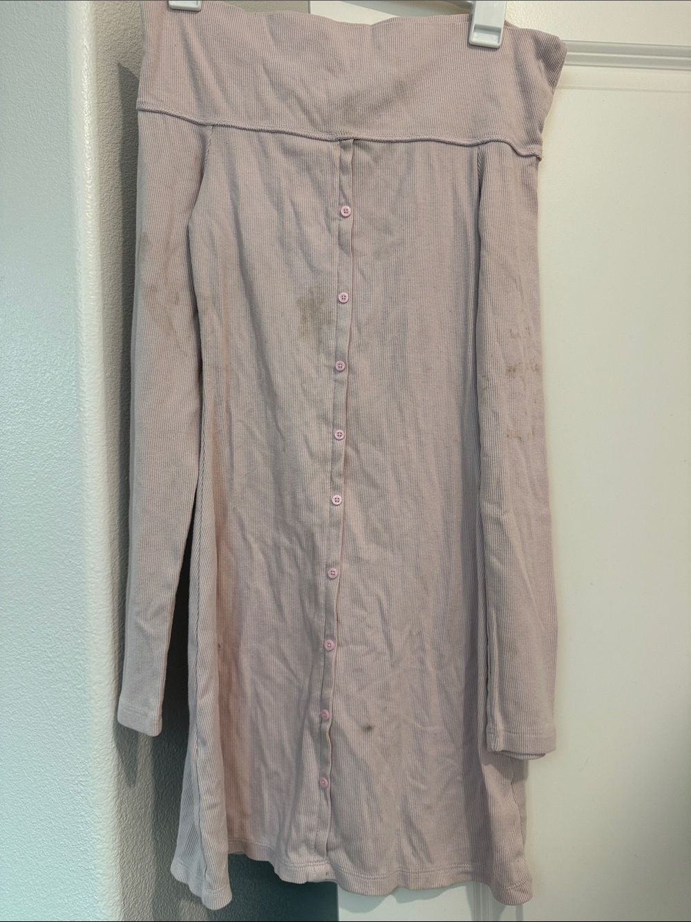 wild fable Off-Shoulder Button-Front Long Sleeve Dress in Light Mauve